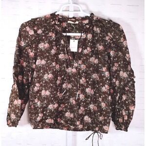 American Eagle Outfitters Womens Top Sz Medium Floral Peasant Blouse